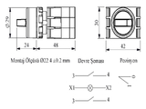 Переключатель 0-1 с фиксацией, с подсветкой-светодиод 12-30V AC/DC зеленый (2НО), B191SL20Y - EMAS 