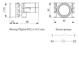 Кнопка нажимная с подсветкой-светодиод 12-30V AC/DC белая (1HO), B150DB - EMAS 