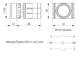 Кнопка нажимная с подсветкой-светодиод 12-30V AC/DC белая (1HO+1Н3), B152DB - EMAS 