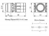 Кнопка выступающая с блоком подсветки 12-30V AC/DC, синяя (1НО+1НЗ), B192HM - EMAS 