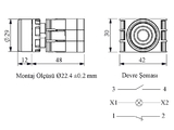 Кнопка нажимная с подсветкой-светодиод 110V AC/DC желтая (1НО+1НЗ), B1D2FS - EMAS 