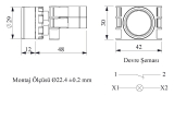 Кнопка нажимная с подсветкой-светодиод 12-30V AC/DC зеленная (1Н3), B290DY - EMAS 
