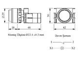 Кнопка выступающая с блоком подсветки 12-30V AC/DC, зеленая (1НЗ), B290HY - EMAS 