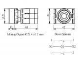 Кнопка нажимная  с подсветкой-светодиод 100-230V AC желтая (2H3), B2S2FS - EMAS 