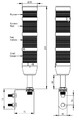 Сигнальная колонна IP40, 50 мм, LED 24V AC/DC, зуммер, цвет красный, желтый, зеленый, IK53L024ZD01 - EMAS 