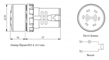 Моноблочный зуммер с подсветкой 24V AC/DC, MBZS024S - EMAS 