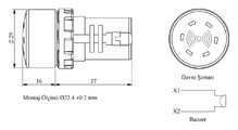 Моноблочный зуммер без подсветки 12V AC/DC, IP50, MBZX012S - EMAS 