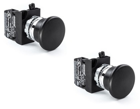 Комплект из 2-x аварийных кнопок без фиксации "Грибок" черные, 2*CM100MH - EMAS 