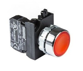 Кнопка нажимная с подсветкой-светодиод 100-230V AC красная (1НО), CM1K0DK - EMAS 