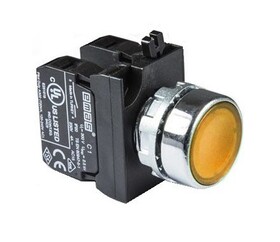 Кнопка нажимная с подсветкой-светодиод 12-30V AC/DC желтая (2Н3), CM282DS - EMAS 