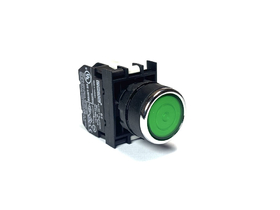 Кнопка с фиксацией с подсветкой-светодиод 12-30V AC/DC зеленая (1Н3), B290FY - EMAS 