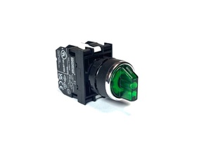 Переключатель 2-0-1 с фиксацией в 1 положении, с подсветкой-светодиод 48V AC/DC зеленый (2НЗ), B2Z2SL31Y - EMAS 