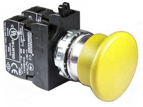 Кнопка аварийная без фиксации "Грибок" желтый (1НО+1НЗ), CM102MS - EMAS 