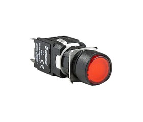 Кнопка круглая без фиксации, красная (2НО), D101YDK - EMAS 