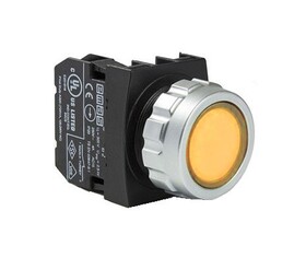 Кнопка без фиксации, желтая (1НО+1НЗ), H102DS - EMAS 