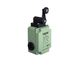 Выключатель концевой синхроного переключения угловой 2-х направленный с пластмассовой консолью и пластмассовым роликом Ф18мм (2НЗ), L1K22MEP121 - EMAS 