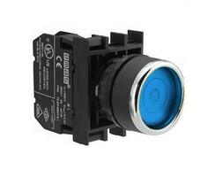 Кнопка с фиксацией с подсветкой-светодиод 12-30V AC/DC синяя (1НО), B170FM - EMAS 