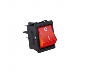 Выключатель с одной клавишей, красный с подсветкой (2НО), A14B1K11 - EMAS 