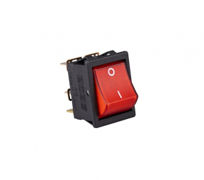 Выключатель с одной клавишей, красный с подсветкой (2НО), A14B5K11 - EMAS 