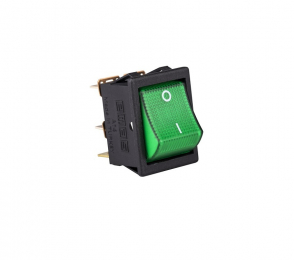 Выключатель с одной клавишей, зеленый с подсветкой (2НО), A14B5Y11 - EMAS 