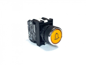 Кнопка без фиксации с маркировкой "Звонок" с блоком подсветки 12-30V AC/DC, желтая (2НО), B181DS-Z - EMAS 