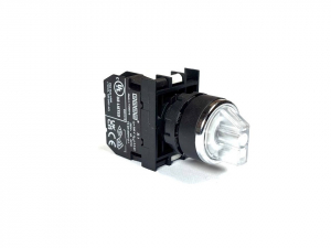 Переключатель 0-1 с фиксацией, с подсветкой-светодиод, белый 110V AC/DC (1НЗ), B2C0SL20B - EMAS 