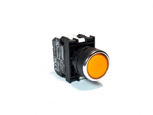 Кнопка без фиксации с подсветкой-светодиод 110V AC/DC, желтая (2НО), B1F1DS - EMAS 