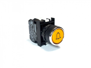 Кнопка без фиксации с маркировкой "Звонок" с блоком подсветки 48V AC/DC, желтая (1НЗ), B2W0DS-Z - EMAS 