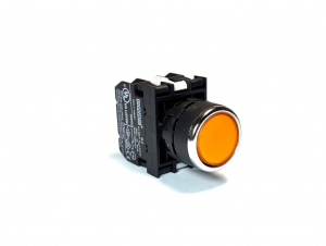 Кнопка без фиксации с подсветкой-светодиод 48V AC/DC, желтая (2НЗ), B2W2DS - EMAS 