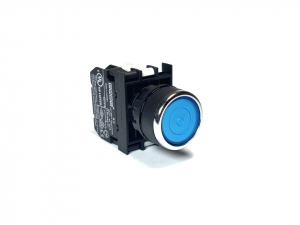 Кнопка с фиксацией с подсветкой-светодиод 12-30V AC/DC синяя (1Н3), B270FM - EMAS 