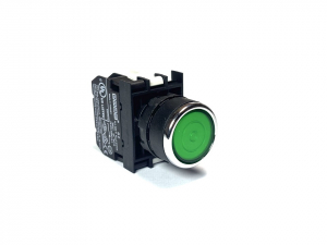 Кнопка с фиксацией с подсветкой-светодиод 12-30V AC/DC зеленая (1Н3), B290FY - EMAS 