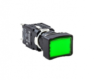 Кнопка прямоугольная без фиксации, зеленая (1НО+1НЗ), D102DDY - EMAS 