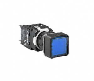 Кнопка квадратная без фиксации, синяя (1НО), D100KDM - EMAS 