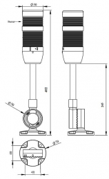 Сигнальная колонна IP40, 50 мм, LED FLASH 24V AC/DC, зуммер, цвет синий, IK51MF024ZD24 - EMAS 