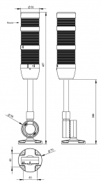 Сигнальная колонна IP40, 50 мм, LED 220V AC, зуммер, цвет белый, синий, IK52BML220ZD24 - EMAS 
