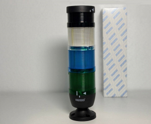 Сигнальная колонна IP40, 70 мм, LED FLASH 24V AC/DC, зуммер, цвет бел., син., зел., IK73BMYF024ZM02 - EMAS 