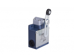 Выключатель концевой синхронного переключения угловой 2-х направленный с металлической консолью и пластиковым роликом Ф18мм на коротком регулируемом рычаге (1НО+1НЗ), L53K23MEP122 - EMAS 