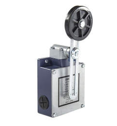 Выключатель концевой быстрого переключения угловой 2-х направленный с металлической консолью и резиновым роликом Ф50мм на длинном регулируемом рычаге (2*(1НО+1НЗ)), L54K16MEL123 - EMAS 