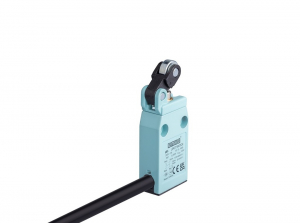 Выключатель концевой (кабель 1м) быстрого переключения угловой 1-но направленный с металлической консолью и роликом Ф14мм (1НО+1НЗ), L61K13MIM311-1 - EMAS 