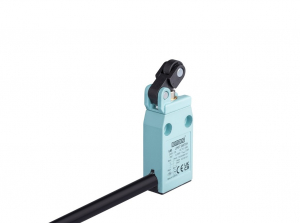 Выключатель концевой (кабель 2м) быстрого переключения угловой 1-но направленный с металлической консолью и пластиковым роликом Ф14мм (1НО+1НЗ), L61K13MIP311 - EMAS 