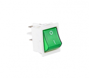 Выключатель с одной клавишей, зеленая с подсветкой (2НО), A14W1Y11 - EMAS 