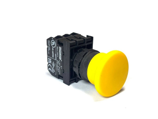 Кнопка аварийная "Грибок" без фиксации желтая (1НО+1НЗ), B102MS - EMAS 