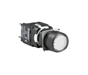 Кнопка круглая без фиксации, белая (1НО+1НЗ), D102YDB - EMAS 