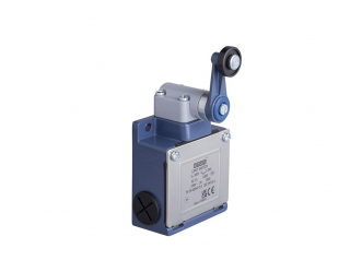 Выключатель концевой быстрого переключения угловой 2-х направленный с металлической консолью и пластиковым роликом Ф18мм на коротком не регулируемом рычаге (1НО+1НЗ), L53K13MEP121 - EMAS 